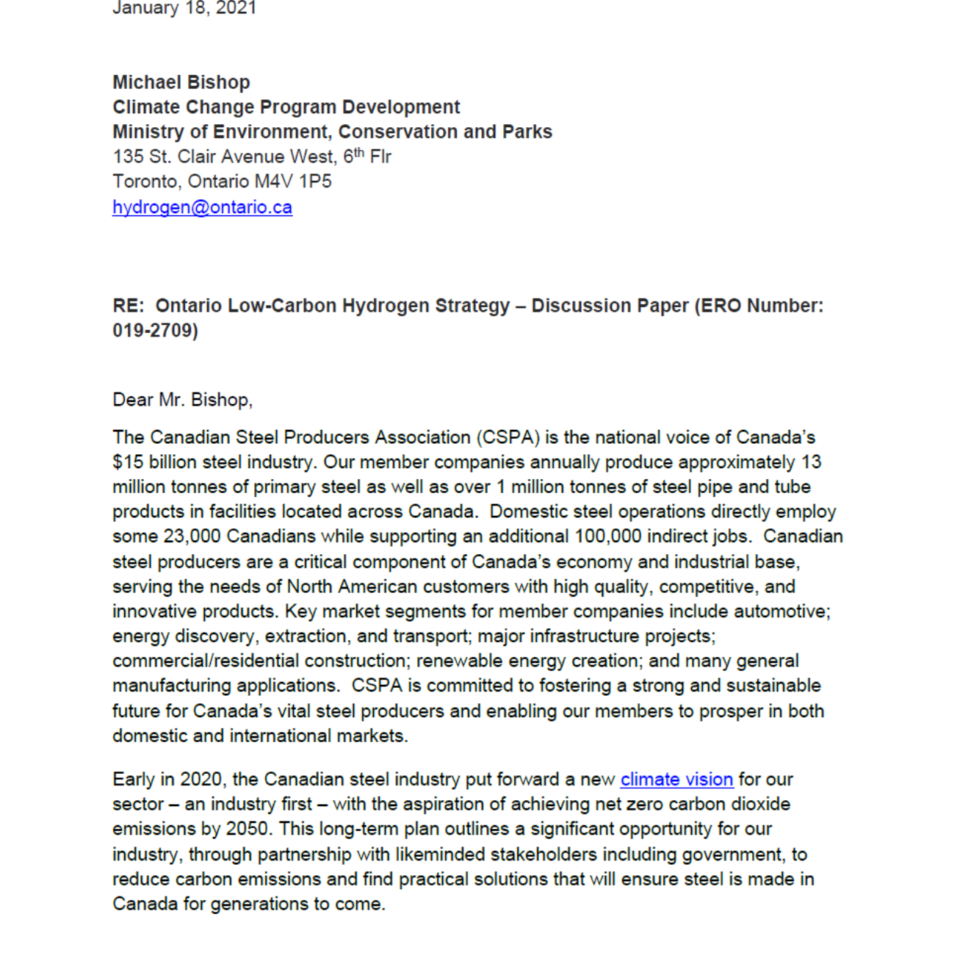 Ontario Hydrogen Strategy Discussion Paper